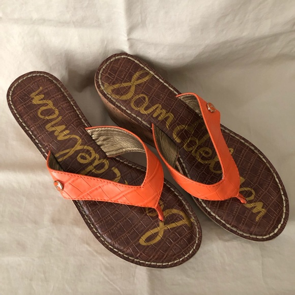 Sam Edelman orange wedges size 9 - Picture 2 of 6